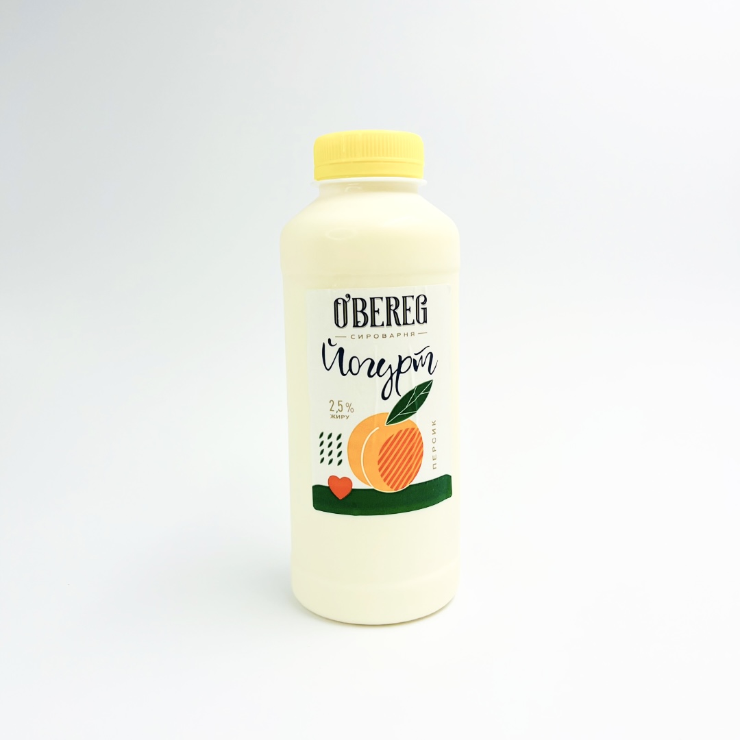 Йогурт персиковий 0,5 л, 2,5% ТМ O’BEREG